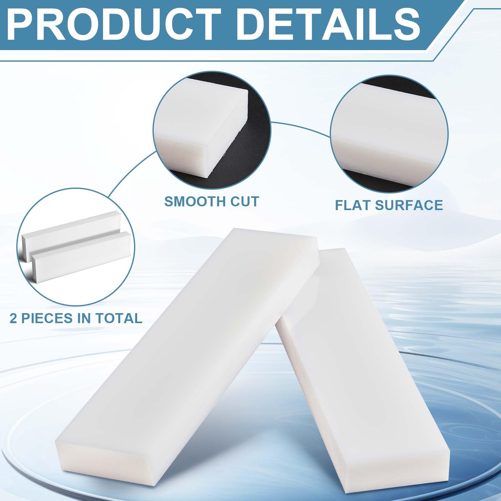 2 Pcs HDPE Plastic Block 1″ x 3″ x 12″, Polyethylene Solid Plastic Block for …