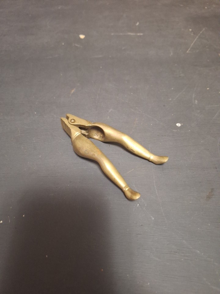 Vintage Solid Brass Lady Legs Nutcracker Risque Novelty Barware Leggy Form