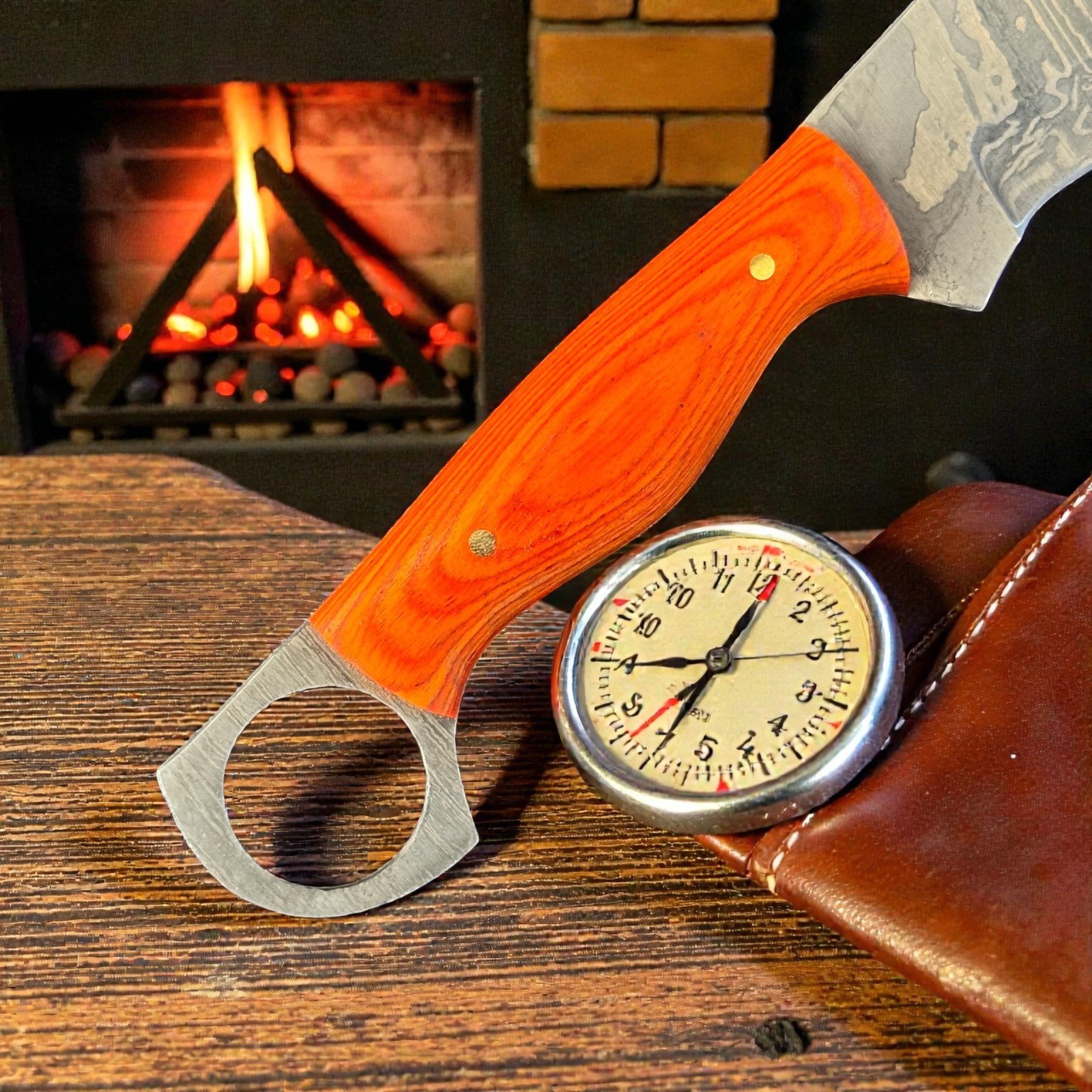 8.25″ Firestorm Damascus Steel Drop Point Skinner Hunting Knife TX 1272 ai