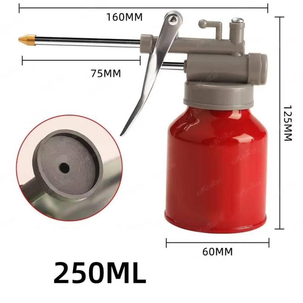 Hand Pump Oiler Can Professional Level 8oz Capacity with Metal Long Flex Spout