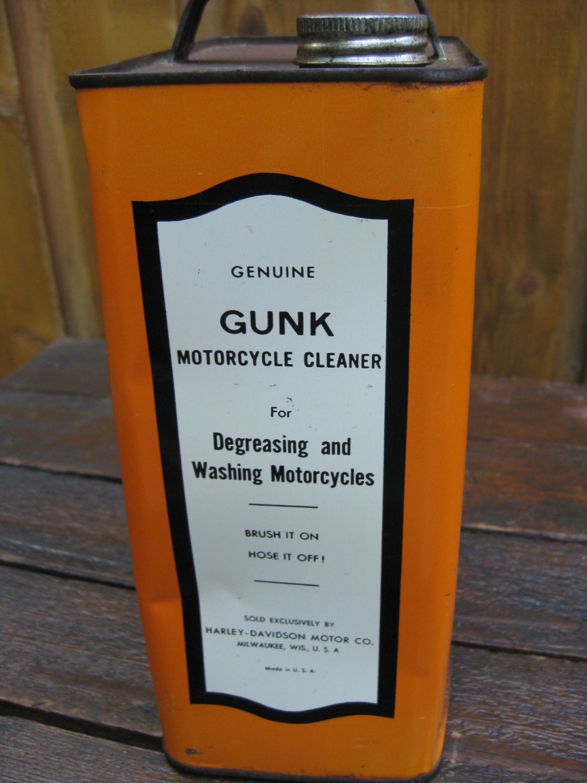 Rare Original Vintage 1 Gallon Harley-Davidson Motorcycle Gunk Cleaner Can Empty
