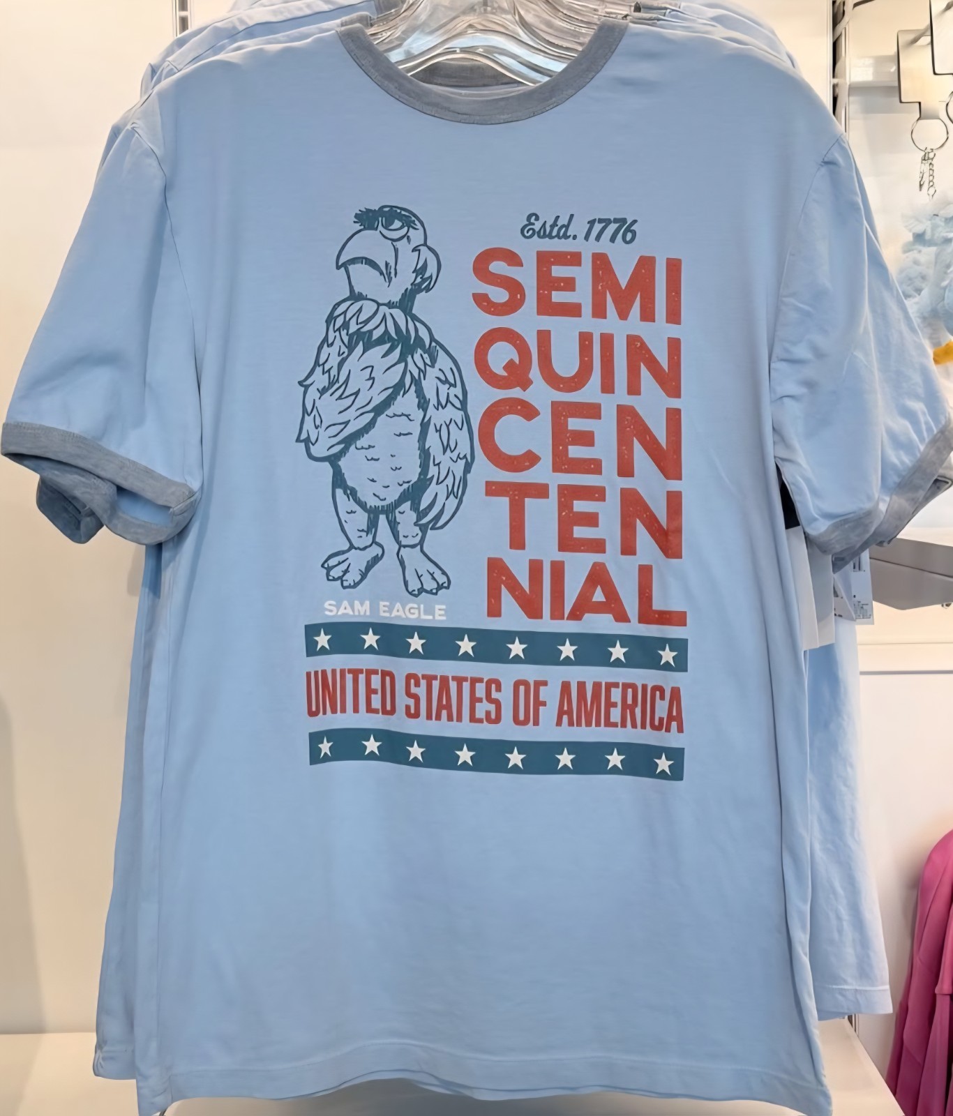 Disney Parks The Muppets Sam Eagle USA SEMIQUINCENTENNIAL T-Shirt X-LARGE New