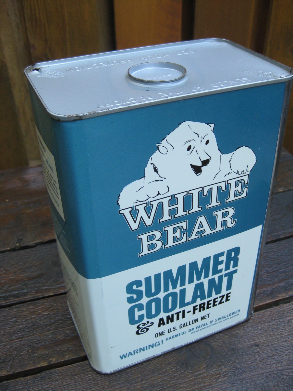 Rare Vintage White Bear Summer Coolant & Anti-Freeze 1 Gallon Can Nice Empty