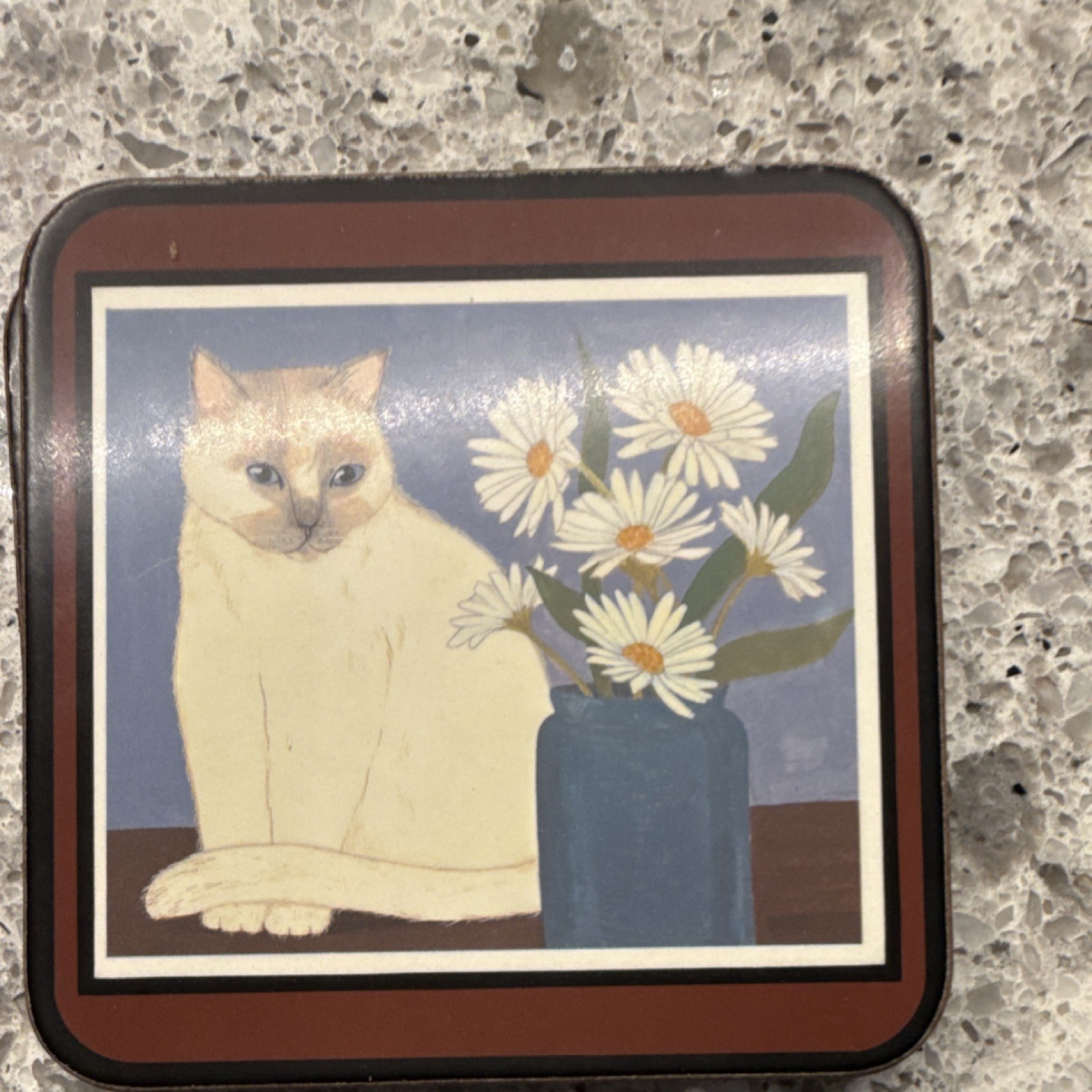 Pimpernel De Luxe Cat Art Cork Coaster Set of 6 Stain/Water Resistant