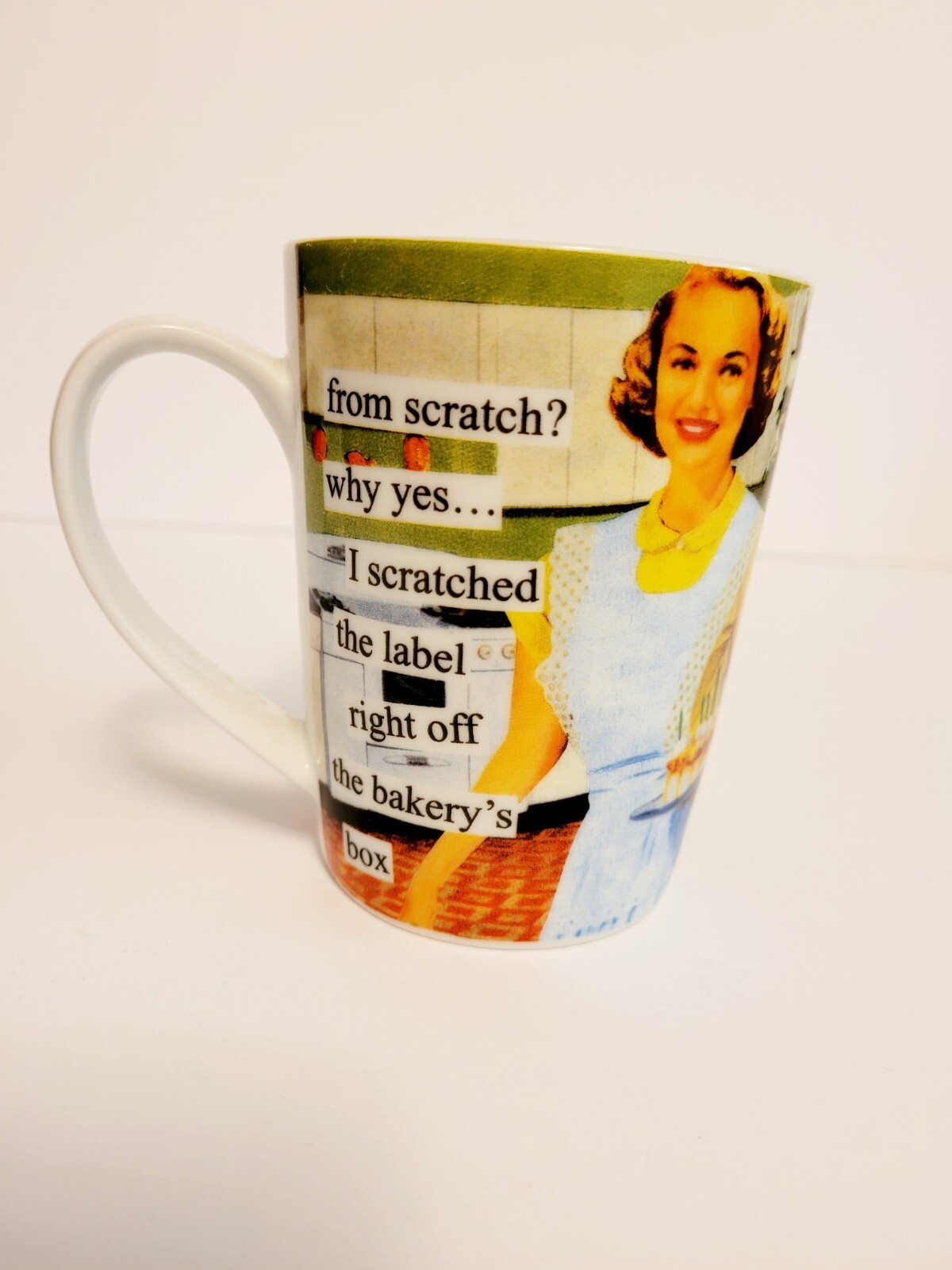 Anne Taintor Retro Coffee Mug Humor ppd „From Scratch? Why Yes“ Porcelain 10 oz.