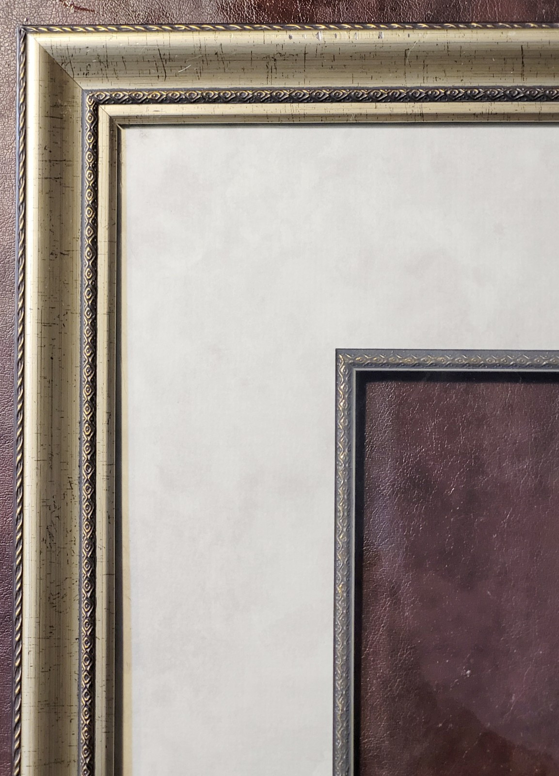 Vintage Silver Ornate Frame Fits 10×16 or 3×9 Art w/ Mat Victorian Style Art