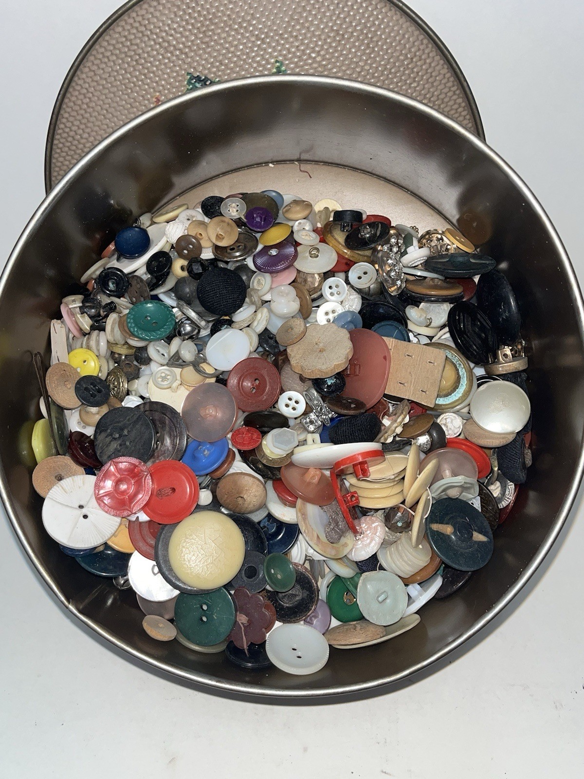 Lot of Buttons from Grandma’s Button Box Tin! They Say She Saved Everything LOOK