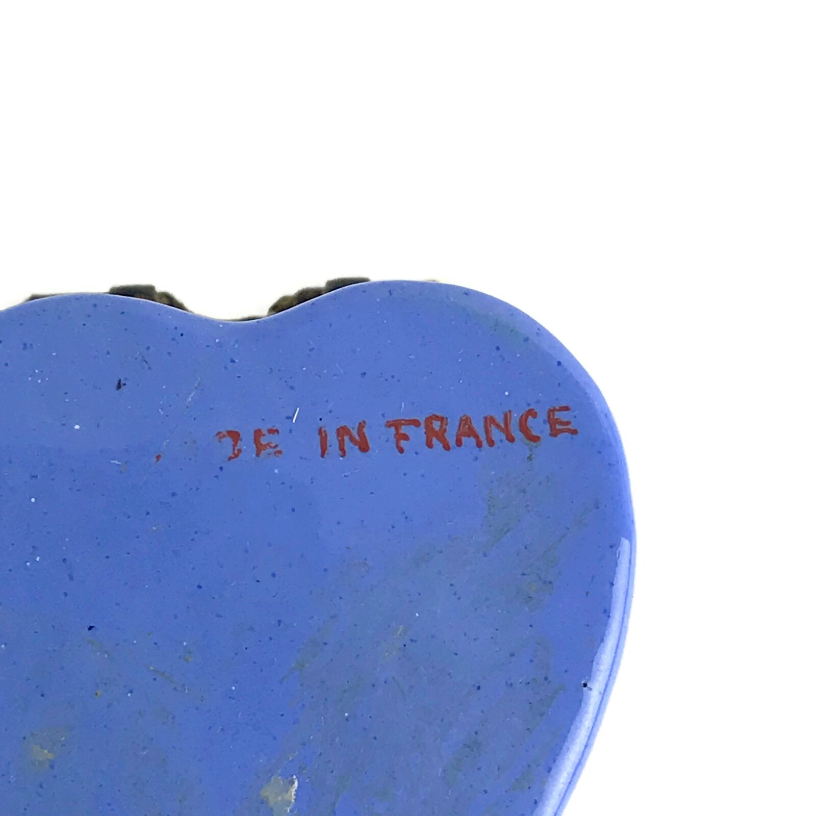 Vintage French Success To The Fleet Enamel Trinket Box Heart Shaped France 2″