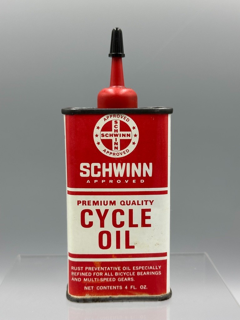 Vintage SCHWINN CYCLE OIL Bicycle HANDY OILER Tin Can Gas Advertising