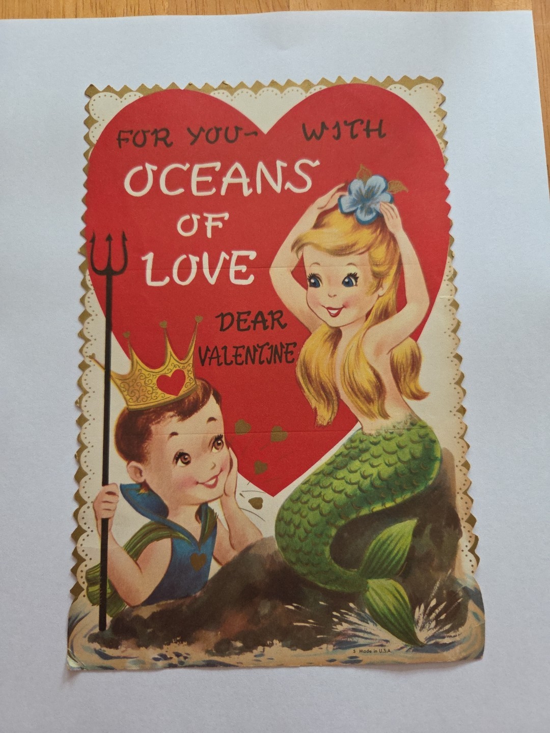 Vintage Mermaid Valentine Card