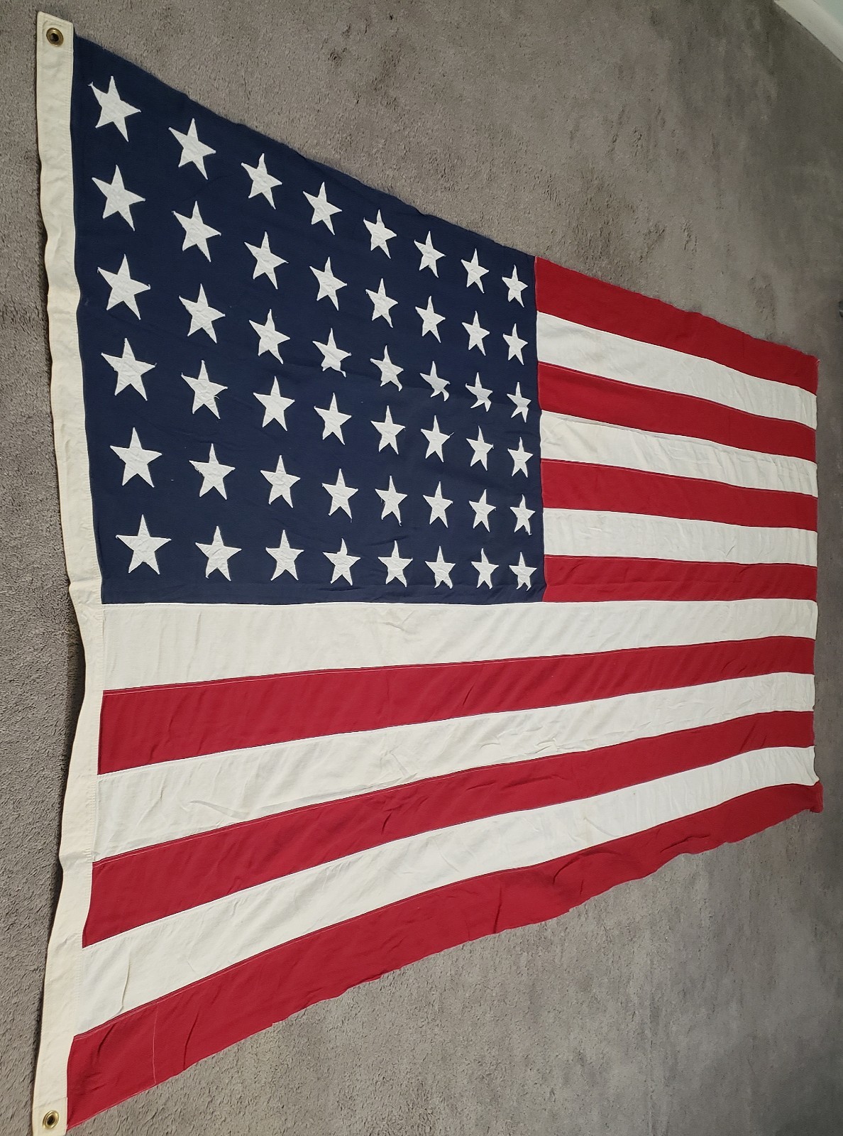 Large Vintage 48-Star US American Flag 104×56 Inches All Sewn Cotton Flag WW-2.