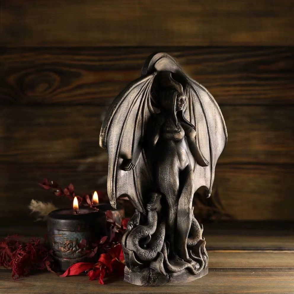 Lilith Statue Resin Gothic Figurine Dark Goddess Occult Decor 7.8in