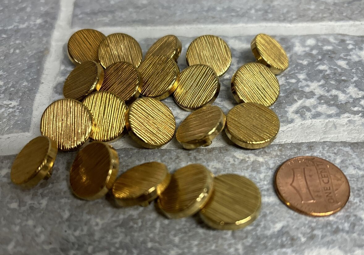 Vintage Buttons Gold Tone Textured Round Shank NOS 5/8″ Lot of 20