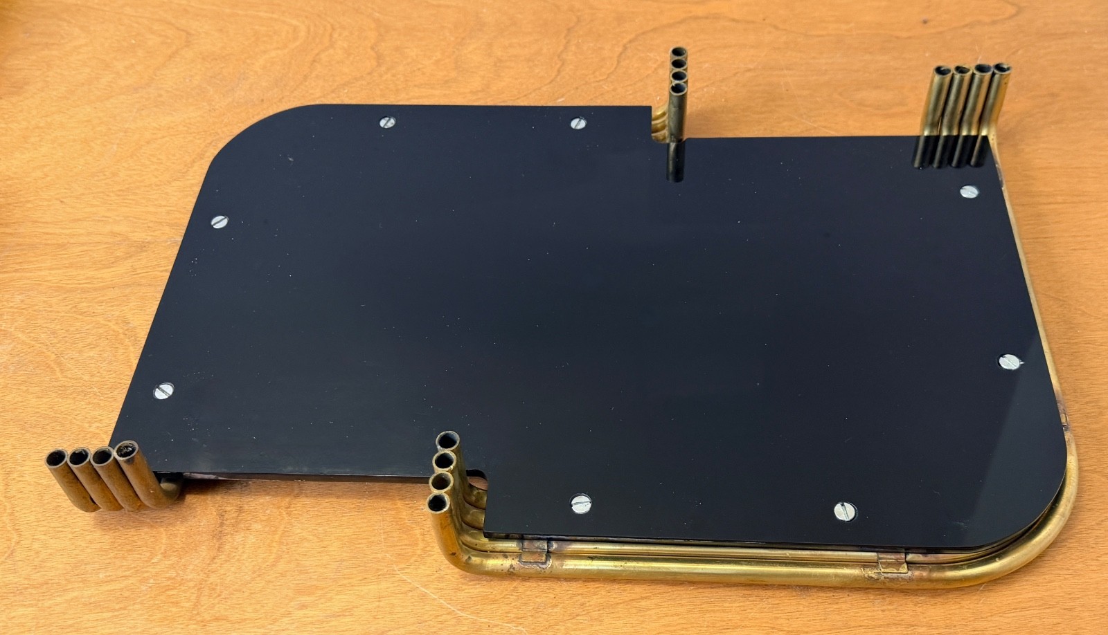 Lancelle Art Deco Brass Black Lucite Serving Bar Vanity Display Tray Vtg Mcm Old