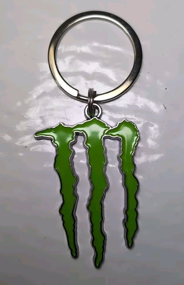Monster Energy Drink Keychain Key Ring Green Logo Metal Enamel Swag Brand New!!