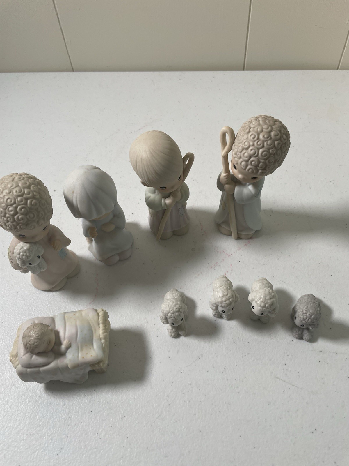 Precious Moments Christmas Nativity Set In Orig. Box 9 Pieces Resin Sweet Style