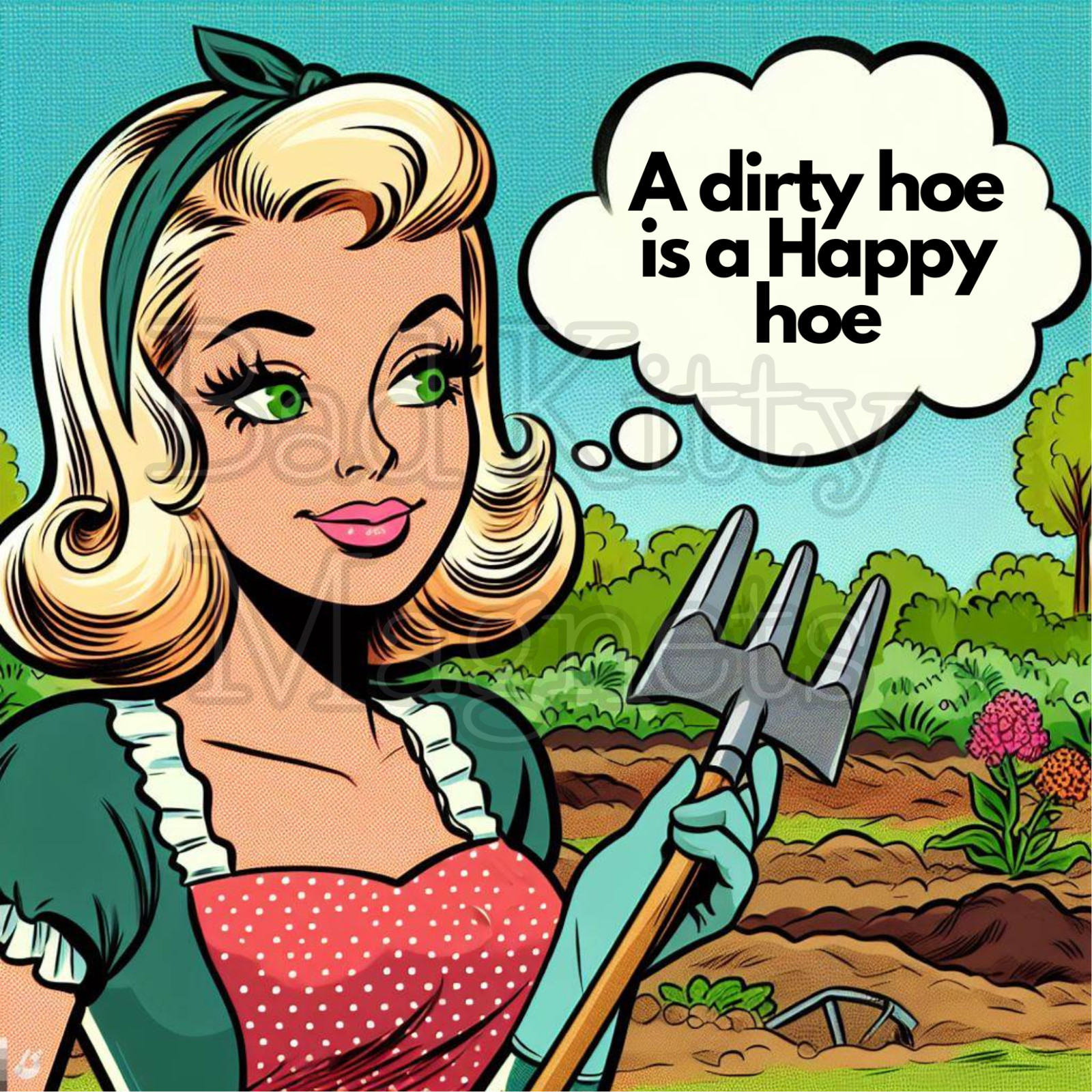 Retro gardening dirty hoe funny High Quality Metal Magnet 4×4 inches 377