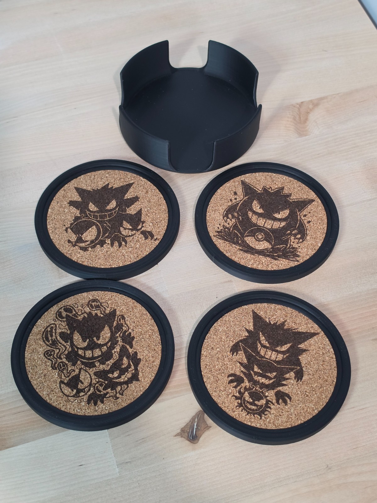 Pokemon – Gengar Inspired Laser Engraved Coasters and Holder