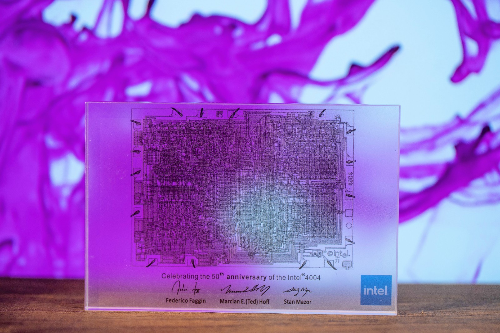 Intel 4004 50th Anniversary CPU Die Art Resin Crystal Desk Display Tech Gift