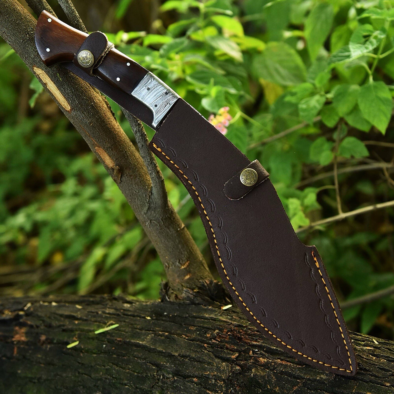 Full Tang Damascus Fixed Blade Gurkha Kukri Knife Tactical Outdoor Survival