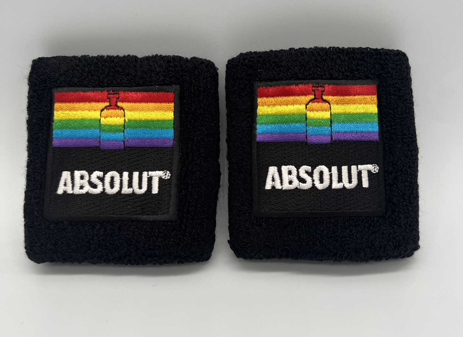 ABSOLUT Vodka Wristband 3 Inch Sweatband Rainbow Pride-LBGTQ Set Of Two