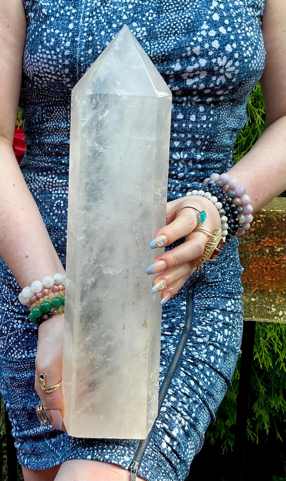 Clear Quartz Crystal Generator ~ Large 12 lb. ~ 15″ Tall ~ Sparkling Inclusions