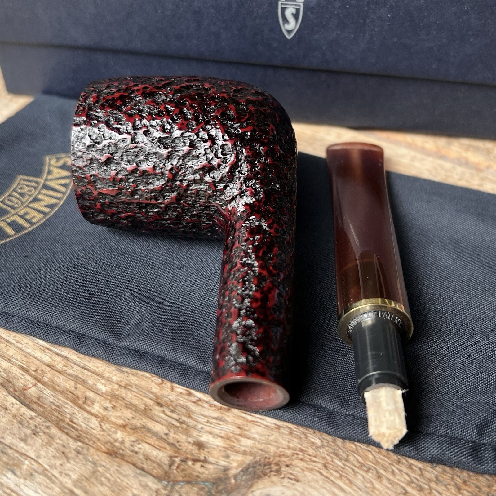 Savinelli Roma Lucite Rusticated Billiard (111 KS) 6mm Filter Pipe Acrylic Stem