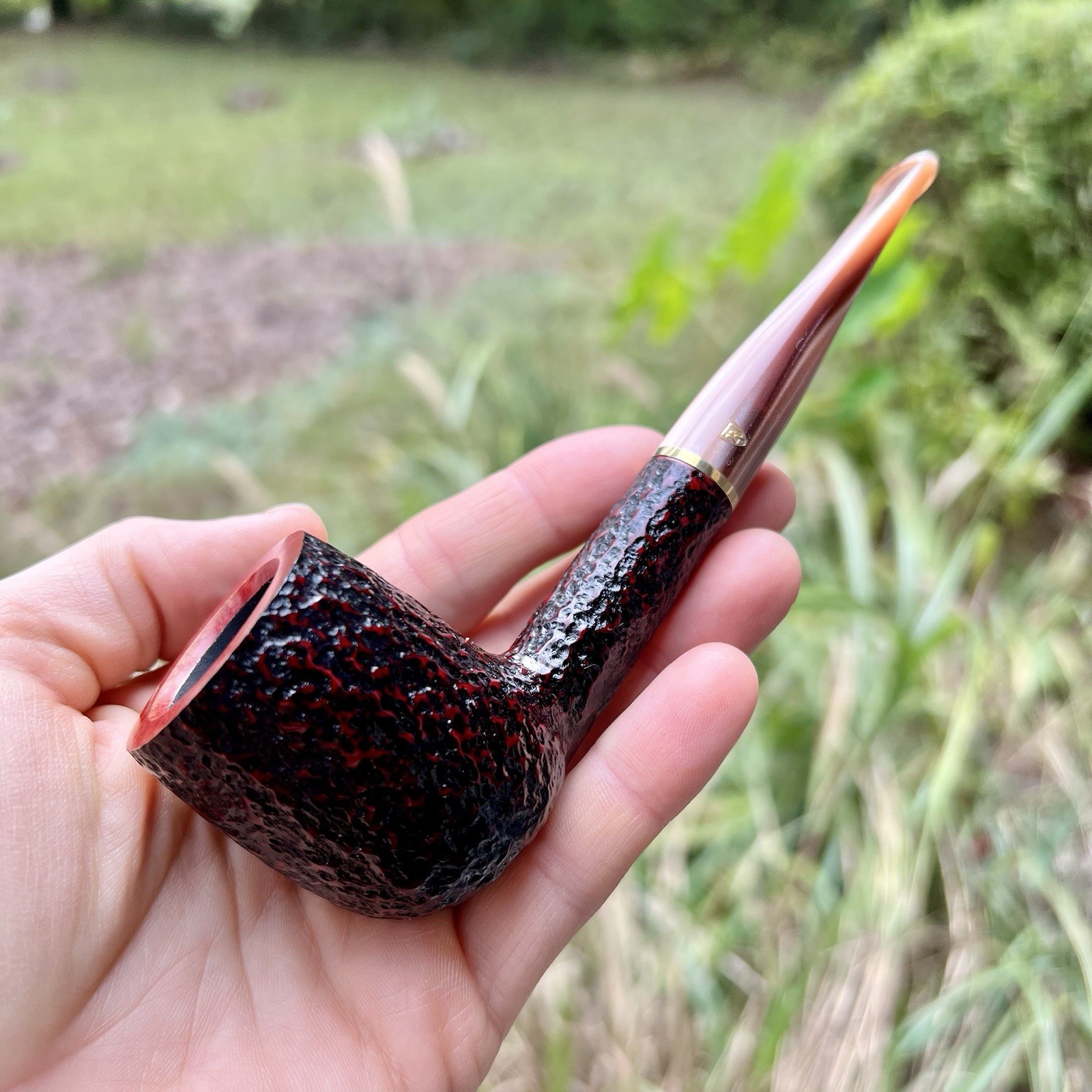 Savinelli Roma Lucite Rusticated Billiard (111 KS) 6mm Filter Pipe Acrylic Stem