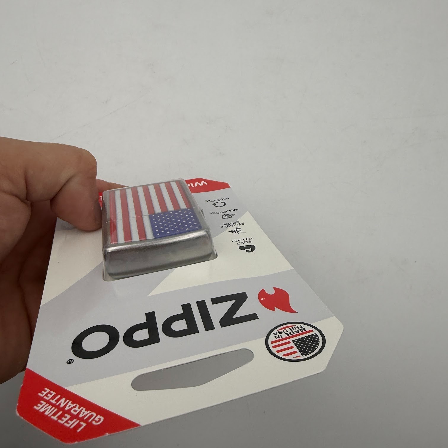 American Flag Zippo Lighter Patriotic Stars & Stripes USA Polished Chrome 29729