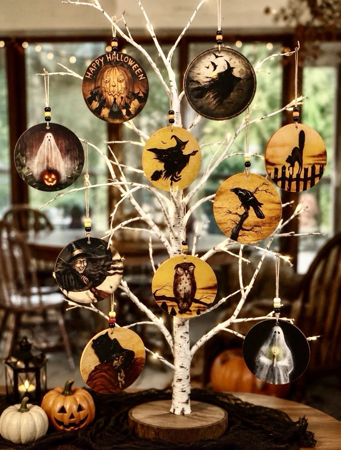 Bonnie Barrett Boardwalk Originals Hand Signed Halloween Tree Ornaments! 10 Set!