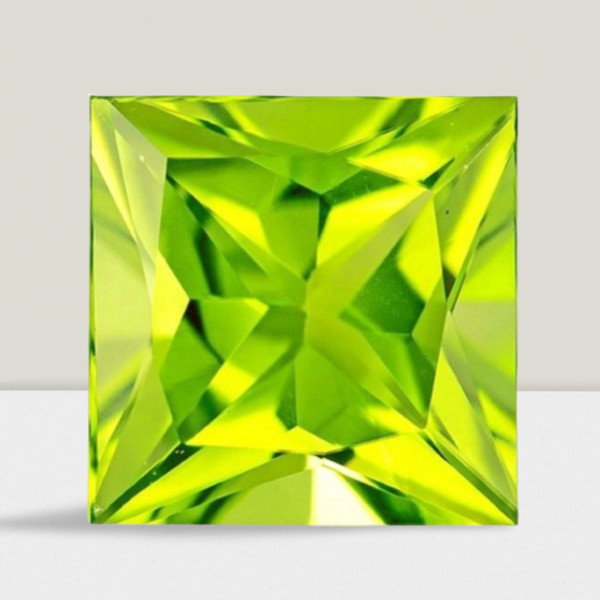 Peridot Square Cut Gemstone 5 Cts – 12 mm AAA+ Loose Gem