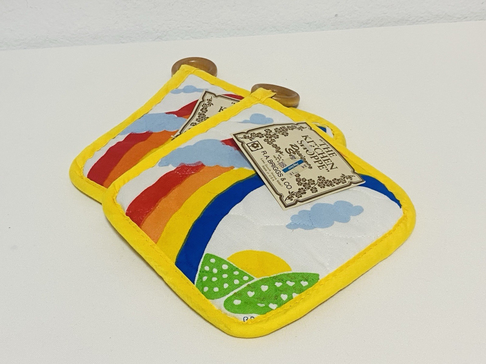 Vintage Rainbow Pot Holder Pair From 1970’s New Old Stock with Tags