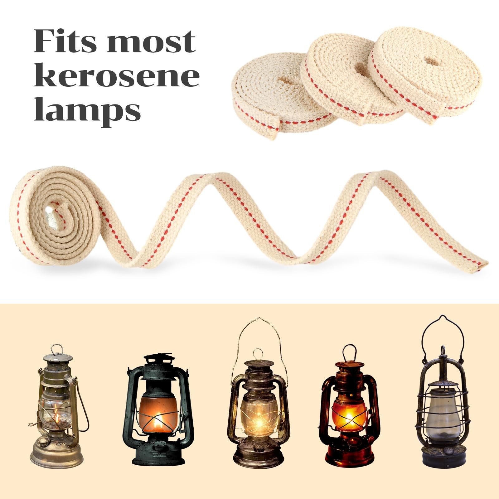 3 Rolls Lamp Wick Lantern Wicks – 10 Ft 1/2 Inch Flat Cotton Oil Lamp Wick Repla