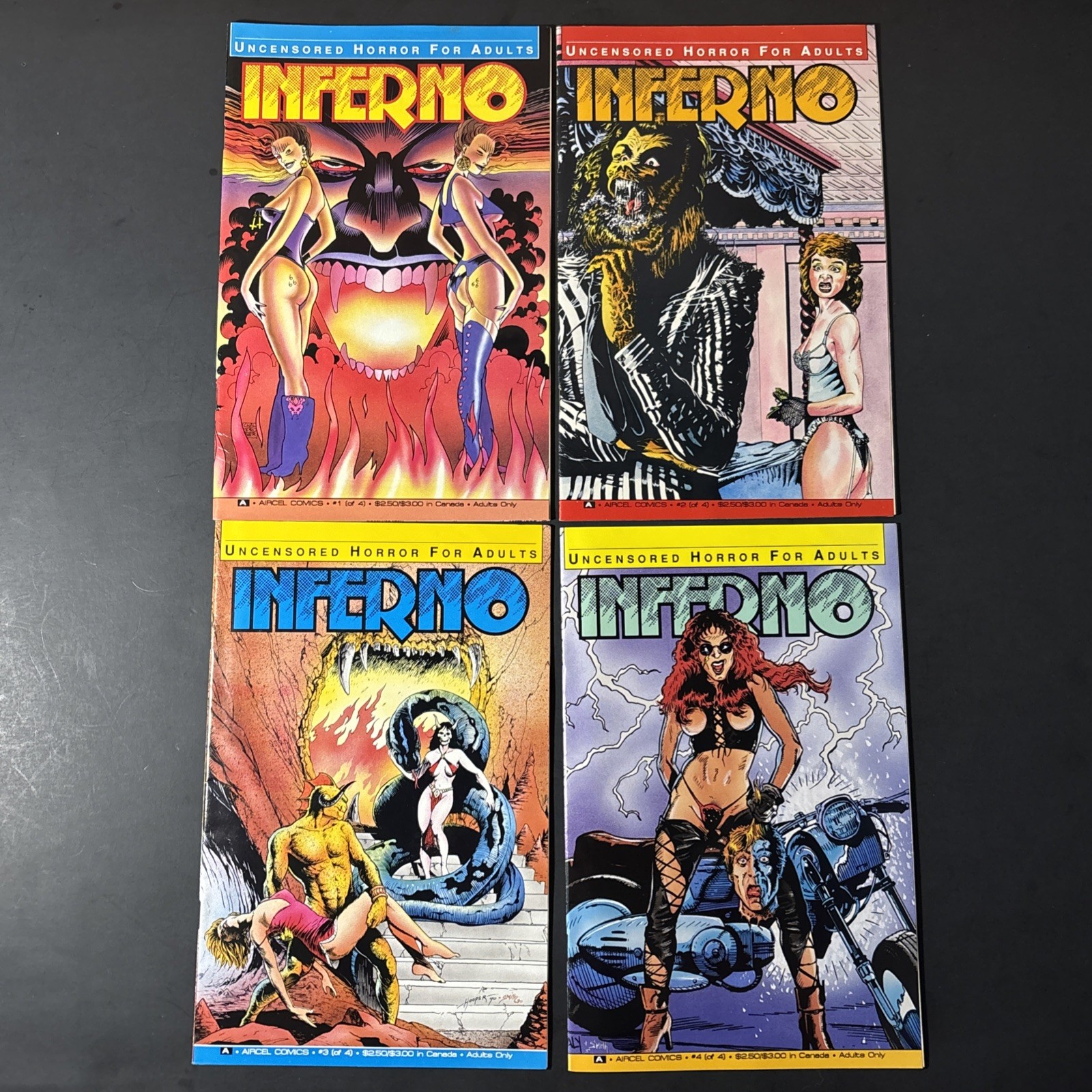 Inferno Horror for Adults Complete Set Series #1-4 Aircel Comics JL