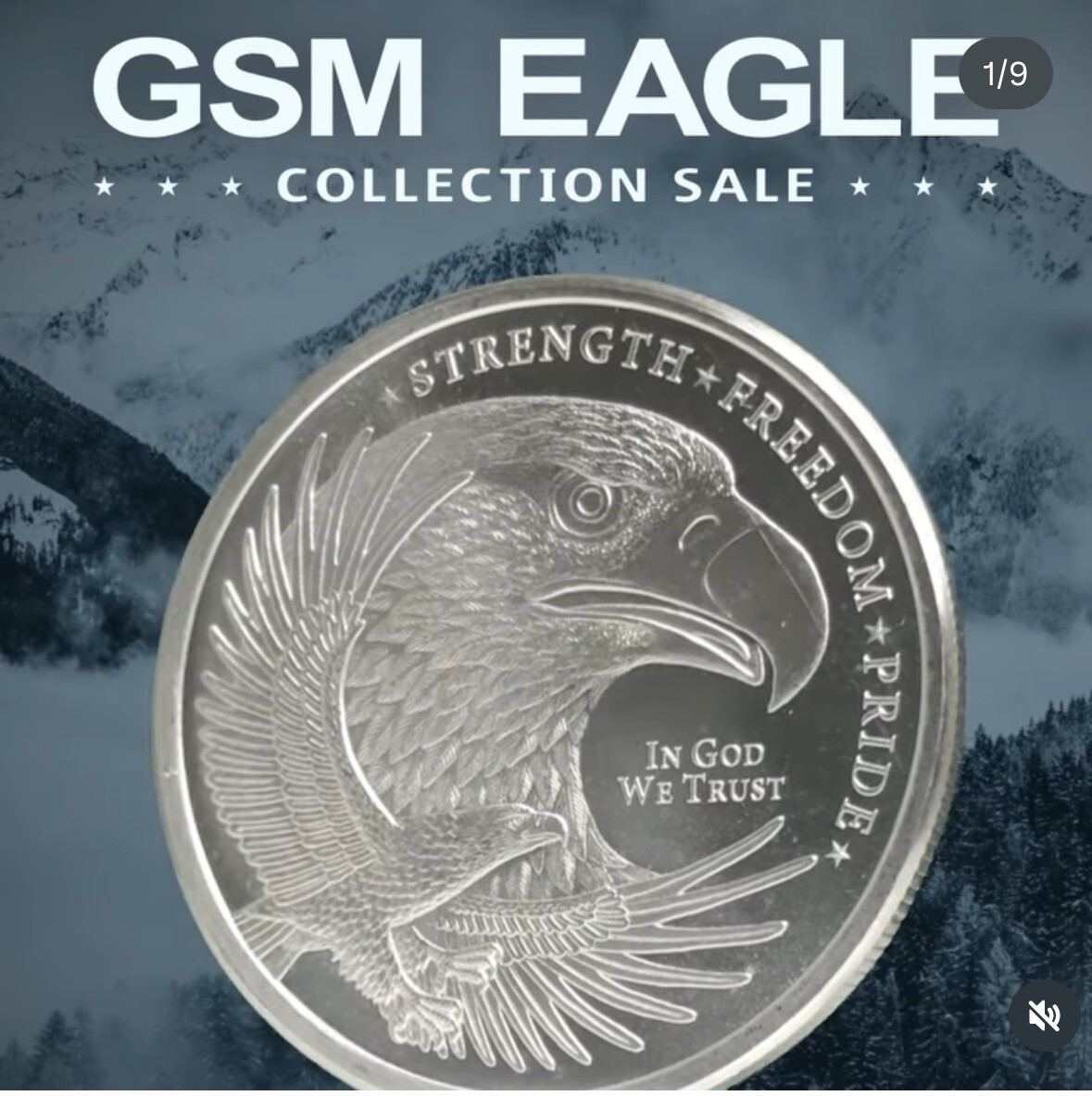1 oz .999 FINE Silver Round – GSM Silver Eagle BU SILVER Round FLAG – IN STOCK!!
