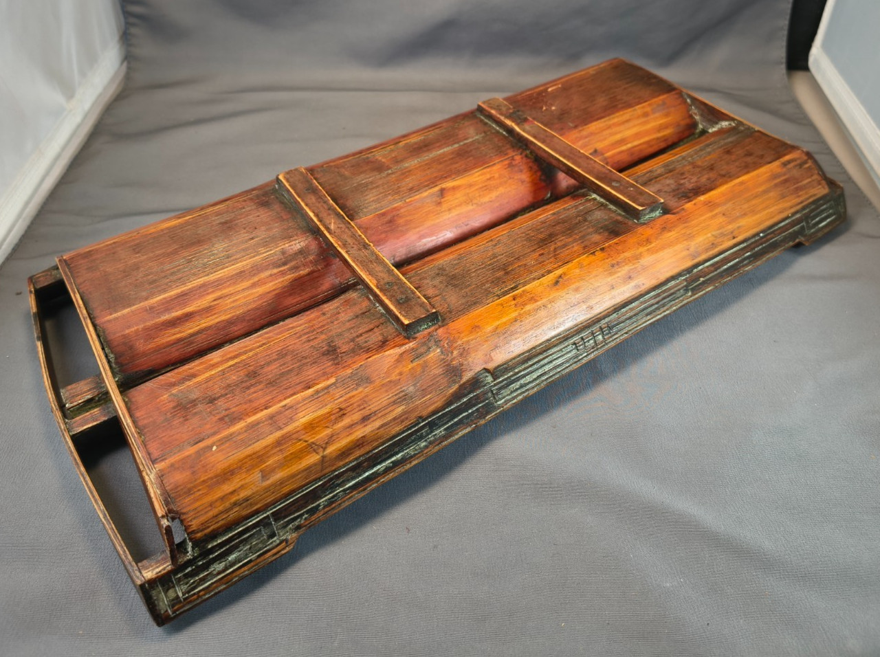 Vintage Split Bamboo Dual Trough Tray or Organizer – Southeast Asia – 16″ long