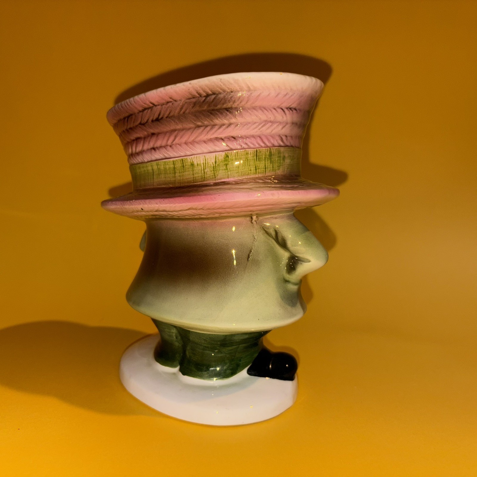 Vtg Ceramic Planter For The Man Who Keeps Everything Under His Hat Top Figurine