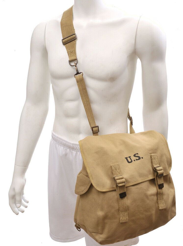 U.S. WW2 M1936 Musette Bag with Shoulder strap Khaki marked JT&L 1942