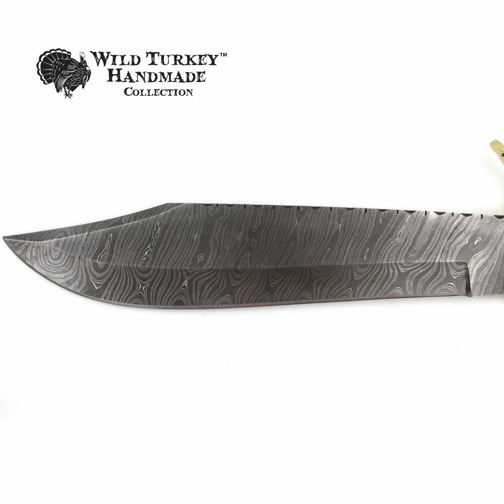 Wild Turkey Handmade Damascus Collection Fixed Blade Stag Handle Hunting Knife