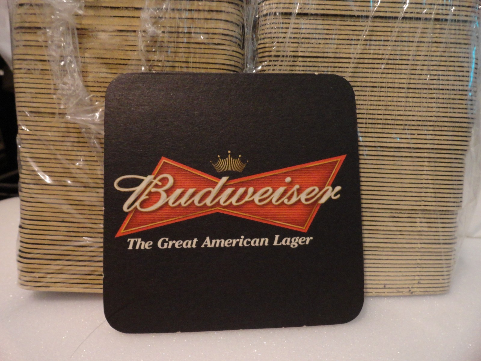 200 SEALED New Vintage Budweiser Great American Lager Bar Beer Drink Coasters
