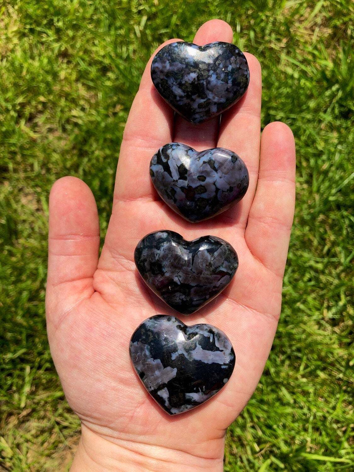 Indigo Gabbro Heart, Mystic Merlinite, Natural Indigo Gabbro from Madagascar