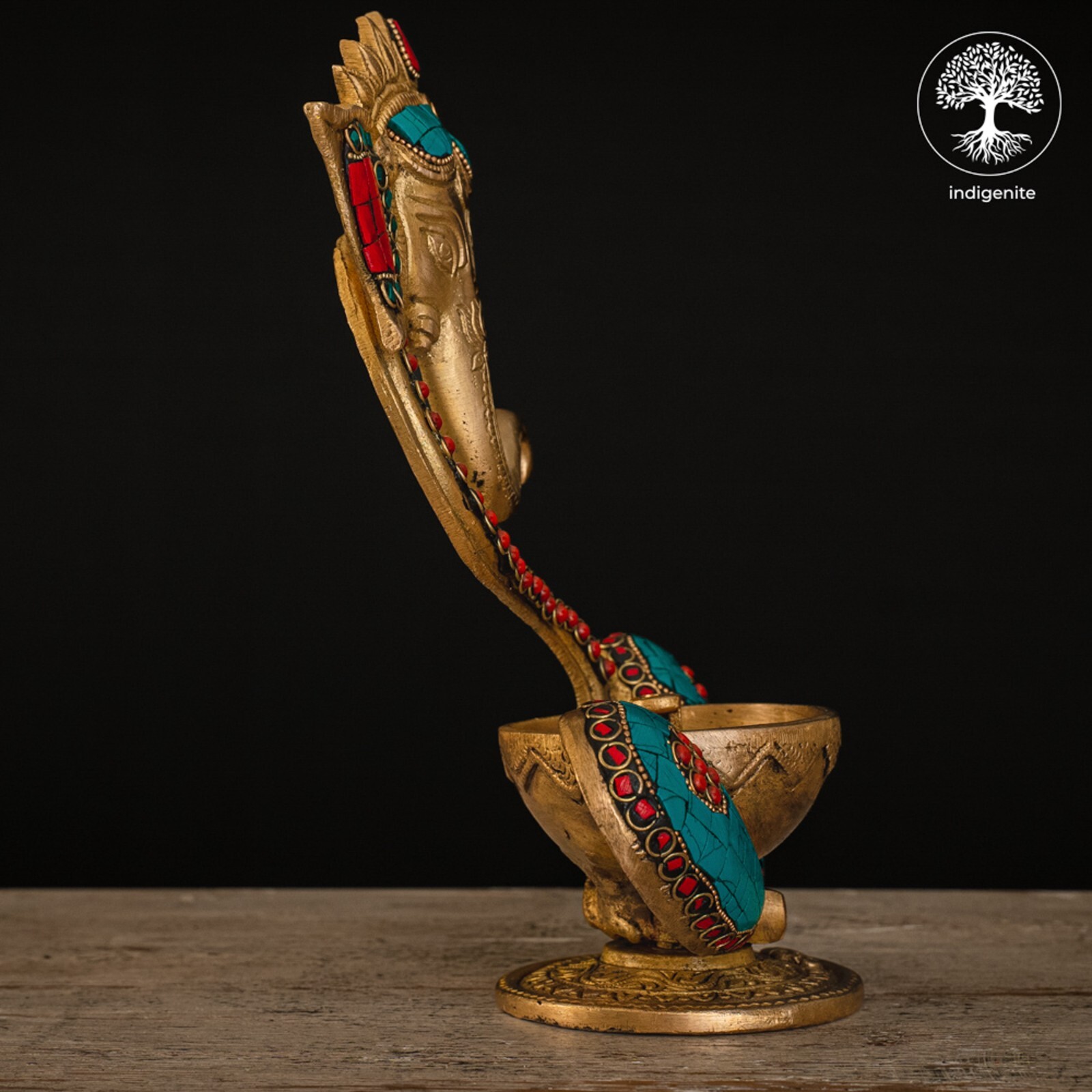 indigenite Brass Ganesh Idol | Size – (6.5 x 3 x 9) Inches, Weight: 1.3 kgs