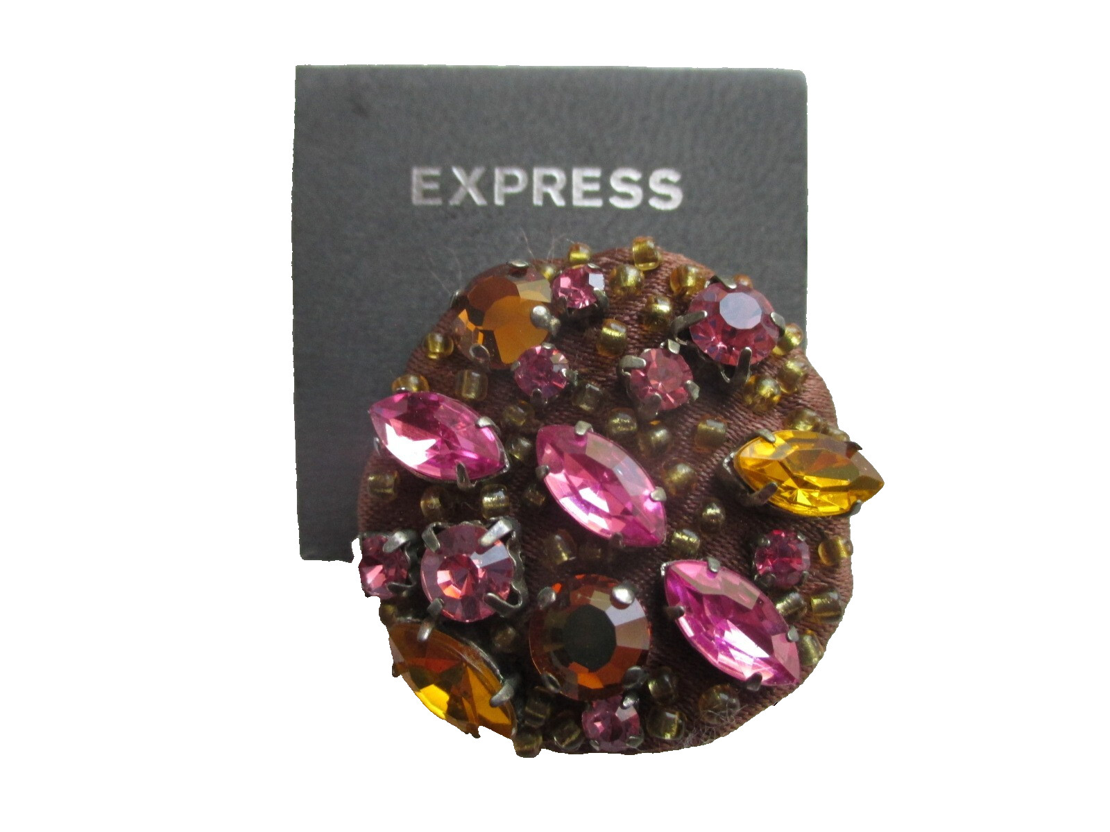 Vintage EXPRESS 1.25″ Rhinestones Round Brooch