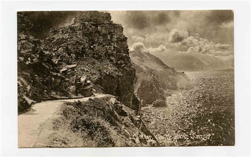 Castle Rock Sunset Postcard 1926 Lynton United Kingdom