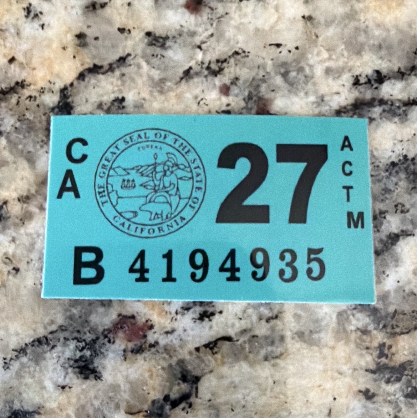 California 2027 Vehicle Registration Decal Sticker Blue Black