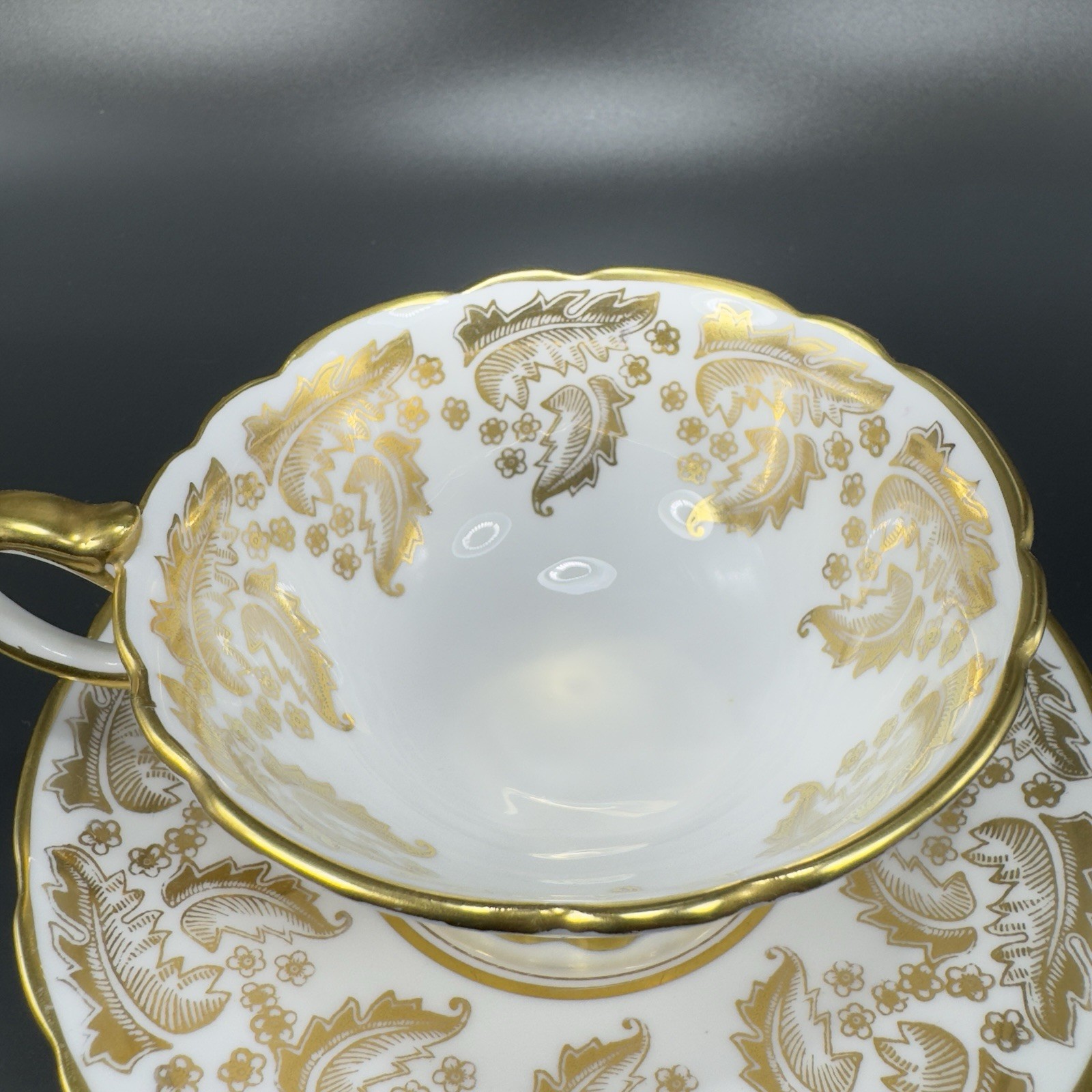 Royal Stafford Fine Porcelain China Teacup And Saucer England Heavy Gold Pattern