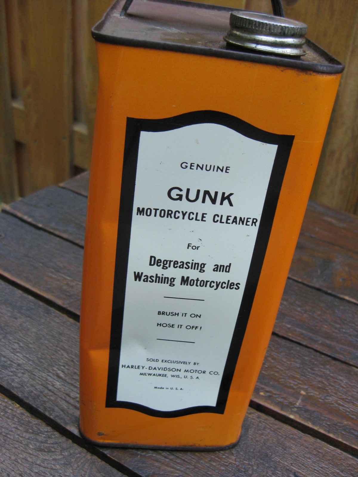 Rare Original Vintage 1 Gallon Harley-Davidson Motorcycle Gunk Cleaner Can Empty