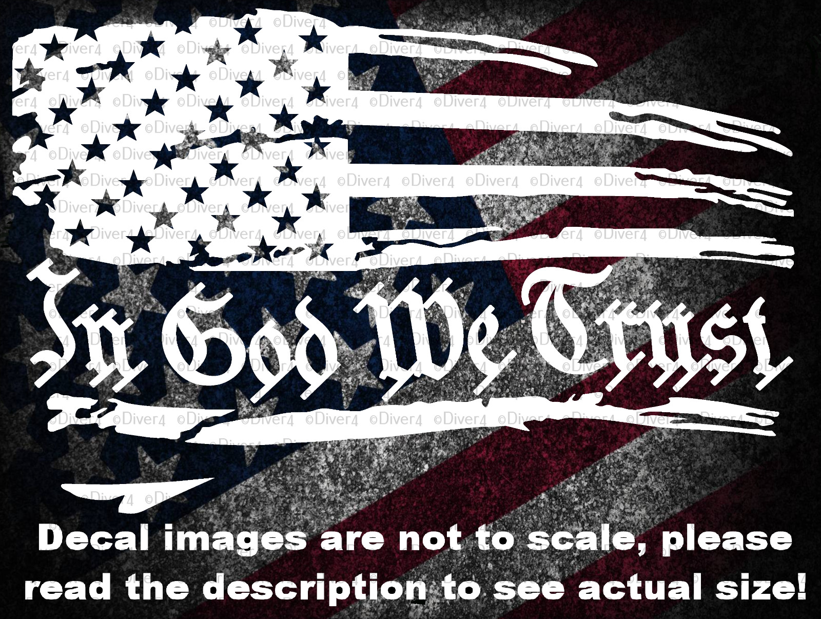 Distressed Flag With In God We Trust Car Truck Van Decal USA Made US Seller