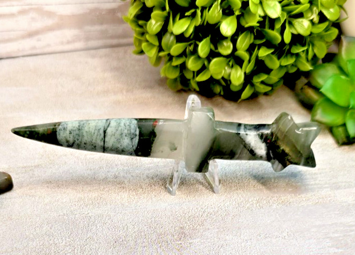 African Bloodstone Crystal Dagger Knife Carving 5 Inch Display