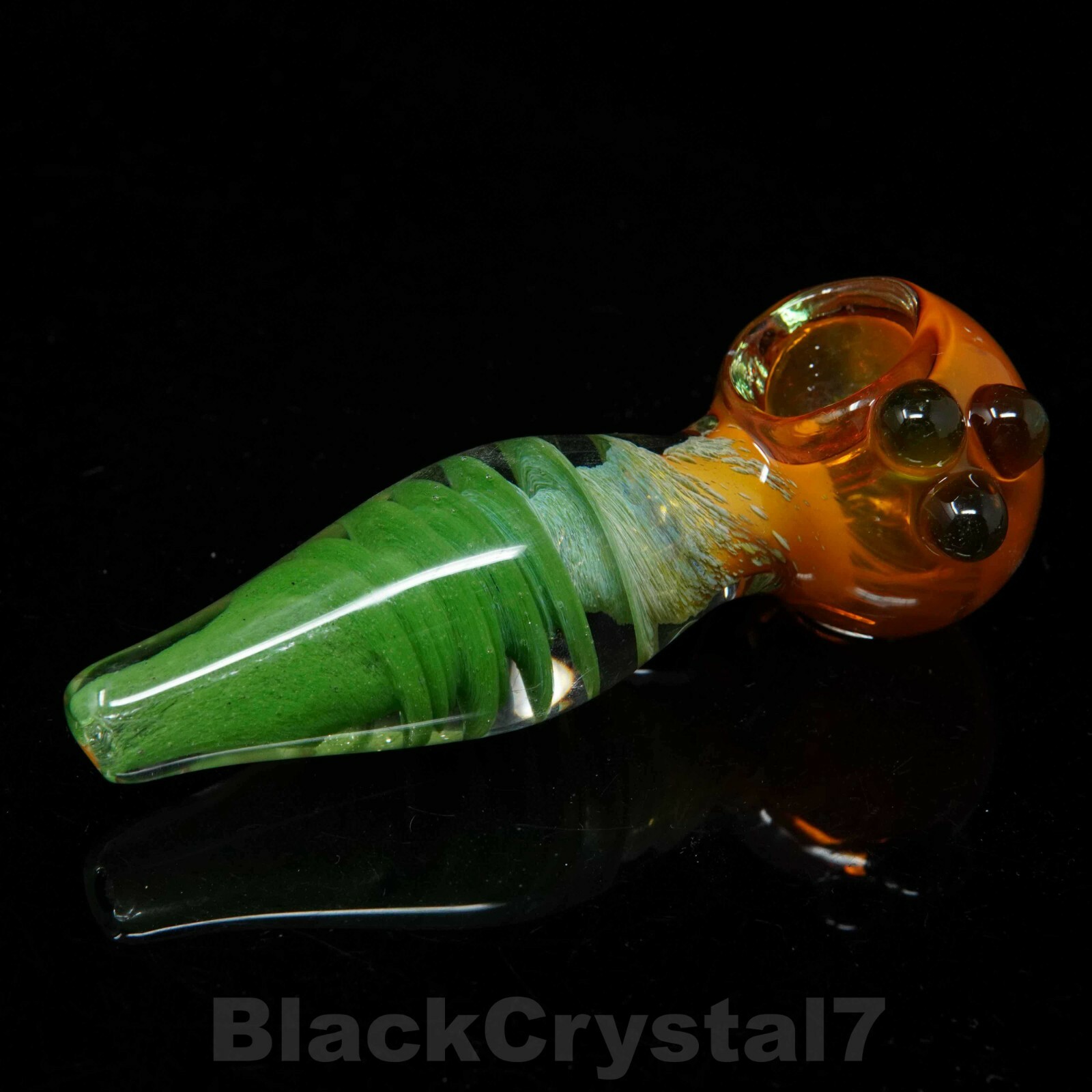 4.25 in Handmade Golden Spiral Green Emerald Tobacco Smoking Bowl Glass Pipes